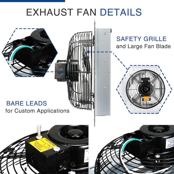 Edendirect 12 in. Variable Speeds Electric Roof Louver Exhaust Fan/Vent, Gable Mount Atttic Fan in Silver - IR-EXHAUST12