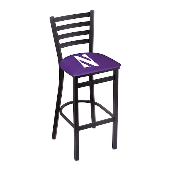 Holland Bar Stool Co 25" Blk Wrinkle Northwestern Stationary Counter Stool, Ladder Back - L00425NTHWST