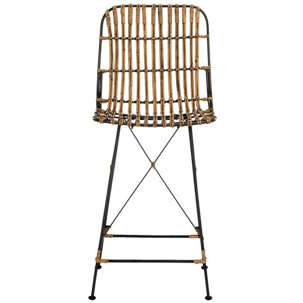 Safavieh 37.4 x 18.1 x 20.9 in. Minerva Wicker Counter Stool Natural & Black - WIK6509B-SET2