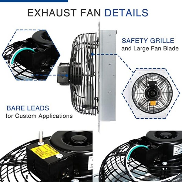 Ipower 10 Inch Shutter Exhaust Fan with Thermostat， 2 Pack, 2PK - HIFANXEXHAUST10THEMOTX2