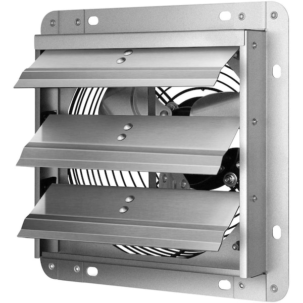Edendirect 10 in. 820 CFM  Silver Exhaust Electric Powered Gable Mount Shutter Fan/Vent, High Speed - IR-EXHAUST10