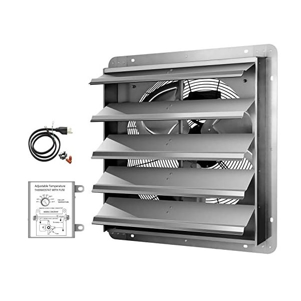 Ipower 20 Inch Shutter Exhaust Fan with Thermostat - HIFANXEXHAUST20THEMOT