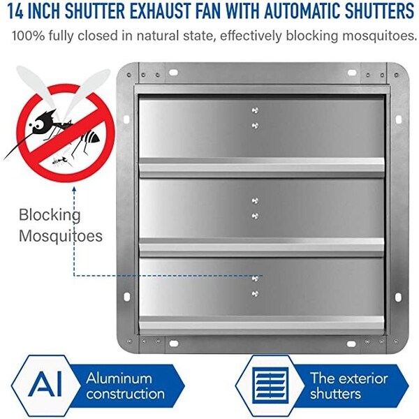Ipower 14 Inch Shutter Exhaust Fan Aluminum, 2 PACK, 2PK - HIFANXEXHAUST14X2