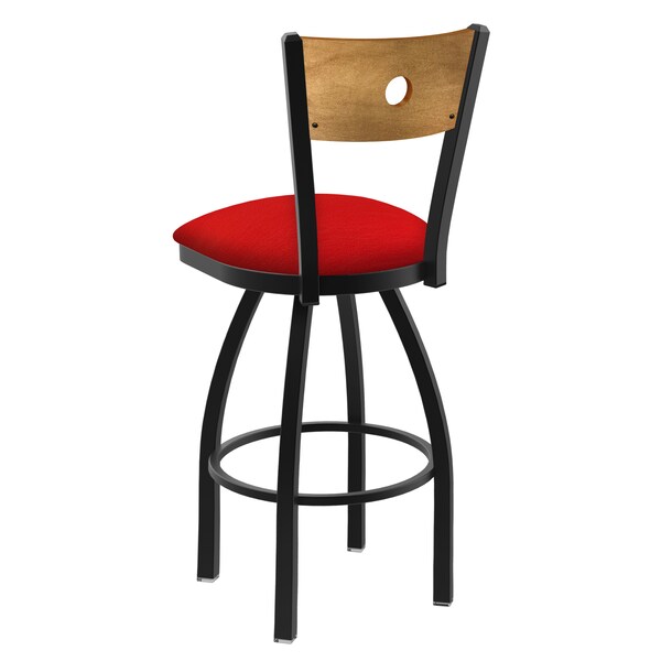 Holland Bar Stool Co 25" Swivel Counter Stool, Black Wrinkle, Med Back, Canter Red Seat - 83025BWMEDMPLB011
