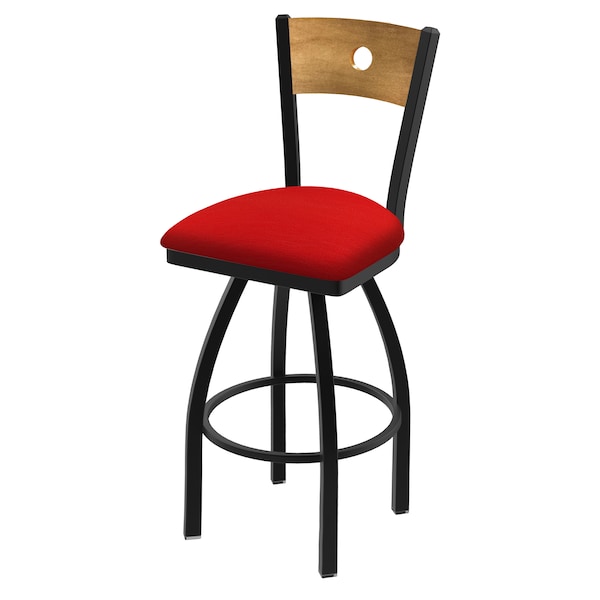 Holland Bar Stool Co 25" Swivel Counter Stool, Black Wrinkle, Med Back, Canter Red Seat - 83025BWMEDMPLB011