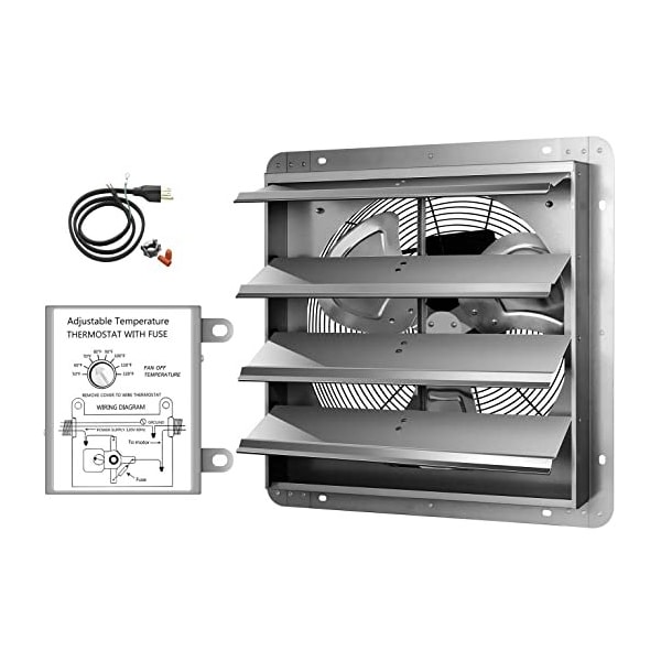 Ipower 16 Inch Shutter Exhaust Fan with Thermostat - HIFANXEXHAUST16THEMOT