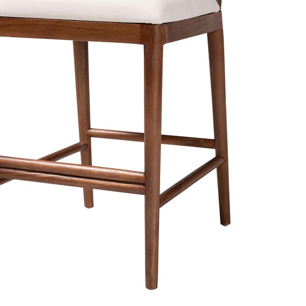Bali & Pari Nadim Modern Bohemian Natural Seagrass and Acacia Wood 2-Piece Counter Stool Set, PR - 242-2PC-13488-ZORO