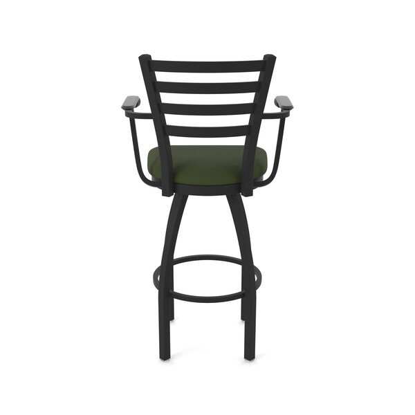 Holland Bar Stool Co Jackie with Arms 25 in. Swivel Counter Stool with Black Wrinkle Finish and Canter Pine Seat - 415