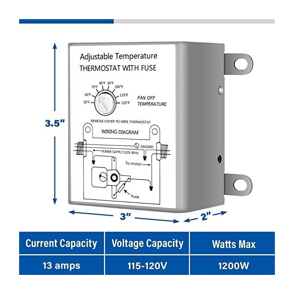 Ipower 12 Inch Shutter Exhaust Fan + Temperature Control - HIFANXEXHAUST12THEMOT