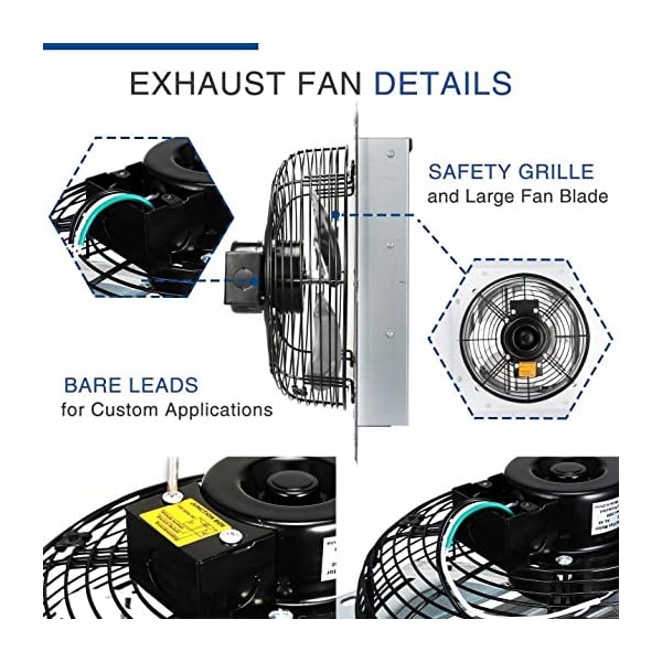 Ipower 12 Inch Shutter Exhaust Fan + Temperature Control - HIFANXEXHAUST12THEMOT