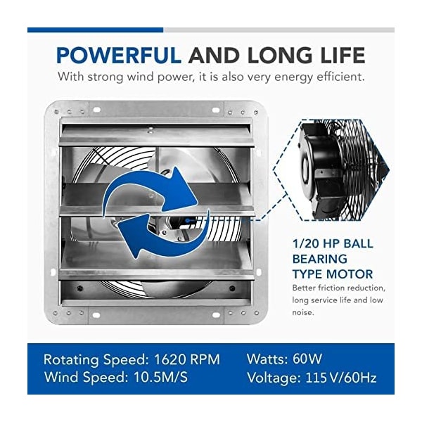 Ipower 12 Inch Shutter Exhaust Fan + Temperature Control - HIFANXEXHAUST12THEMOT