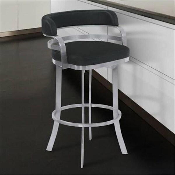 Seatsolutions 34 x 16.3 x 18.5 in. 26 in. Prinz Counter Height Metal Barstool, Faux Leather, Brushed Stainless - SE883627