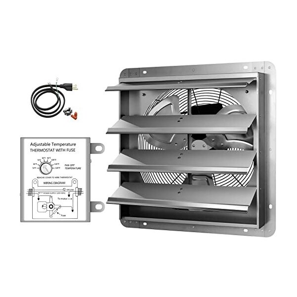 Ipower 18 Inch Shutter Exhaust Fan with Thermostat - HIFANXEXHAUST18THEMOT