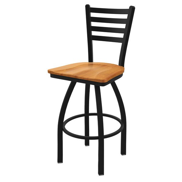 Holland Bar Stool Co 25" Swivel Counter Stool, Black Wrinkle, Med Maple Seat - 41025BWMEDMPL