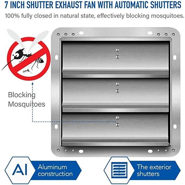 Ipower 7 Inch Shutter Exhaust Fan Aluminum+ fan speed controller + Disposal Power Cord Kit2 Pack, 2PK - HIFANXEXHAUST7CTBX2