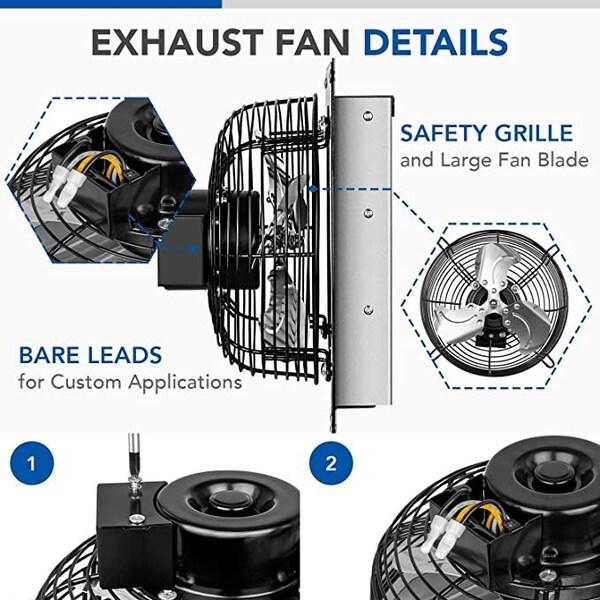 Ipower 7 Inch Shutter Exhaust Fan Aluminum+ fan speed controller + Disposal Power Cord Kit2 Pack, 2PK - HIFANXEXHAUST7CTBX2