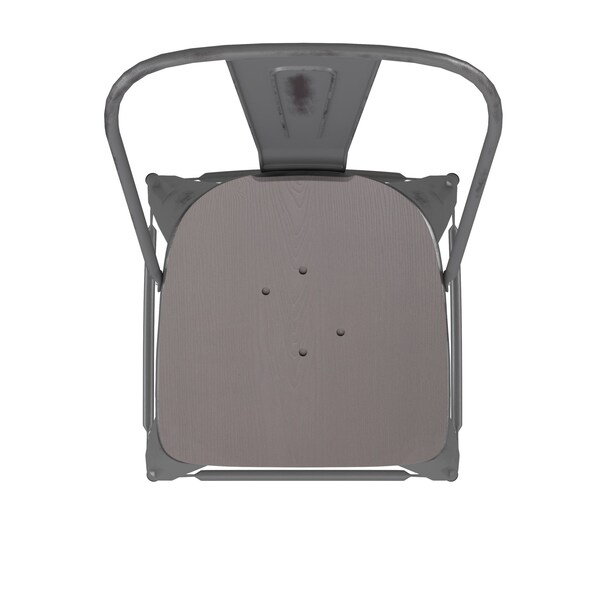 Flash Furniture Clear Coat Metal Counter Stool & Gray Poly Seat - XU-DG-TP001B-24-PL1G-GG