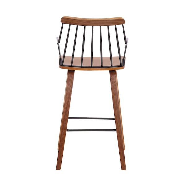 Armen Living Micah Walnut and Metal Modern 26" Counter Height Bar Stool - LCMIBAWA26