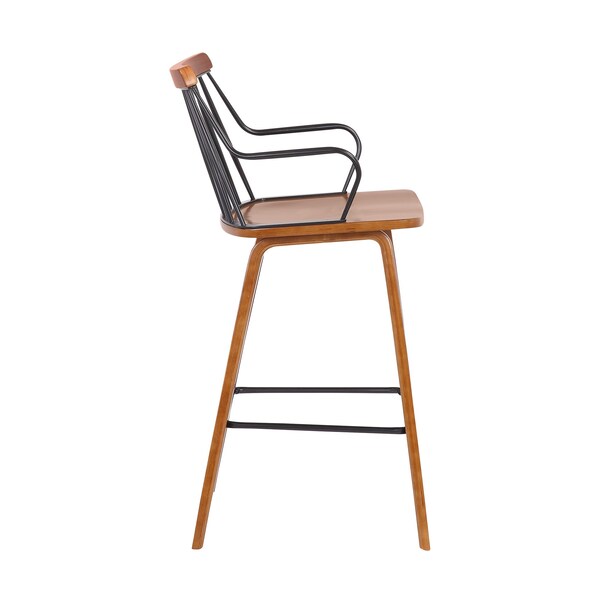 Armen Living Micah Walnut and Metal Modern 26" Counter Height Bar Stool - LCMIBAWA26