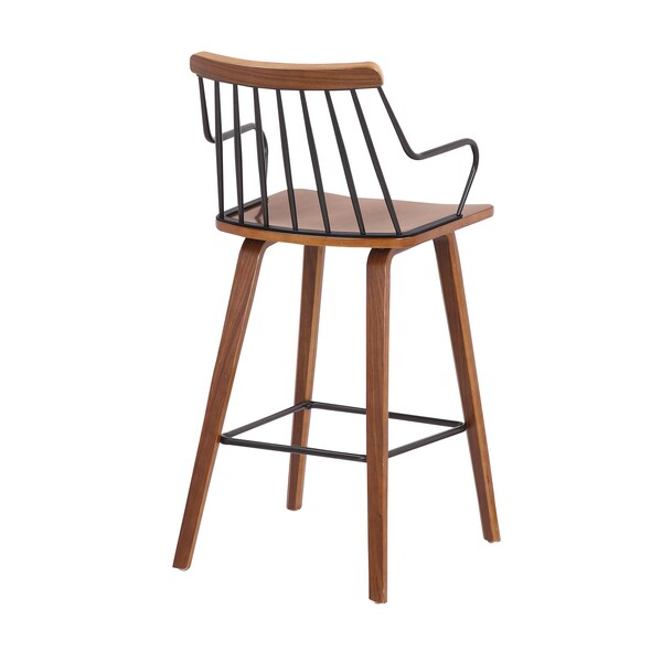 Armen Living Micah Walnut and Metal Modern 26" Counter Height Bar Stool - LCMIBAWA26