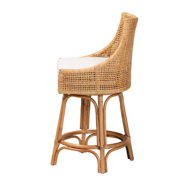 Baxton Studio Bella Modern Bohemian Natural Brown Rattan Counter Stool - 228-13090-ZORO