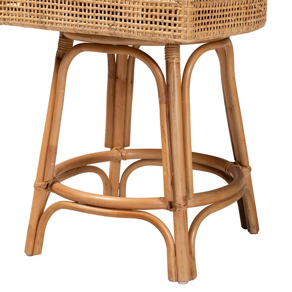 Baxton Studio Bella Modern Bohemian Natural Brown Rattan Counter Stool - 228-13090-ZORO