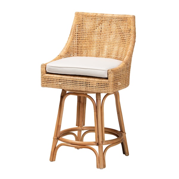 Baxton Studio Bella Modern Bohemian Natural Brown Rattan Counter Stool - 228-13090-ZORO
