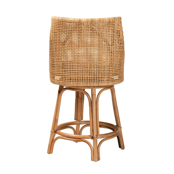 Baxton Studio Bella Modern Bohemian Natural Brown Rattan Counter Stool - 228-13090-ZORO