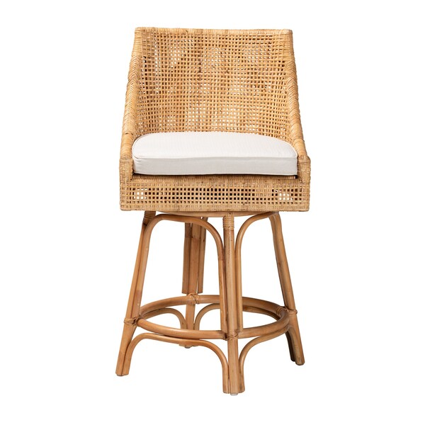 Baxton Studio Bella Modern Bohemian Natural Brown Rattan Counter Stool - 228-13090-ZORO