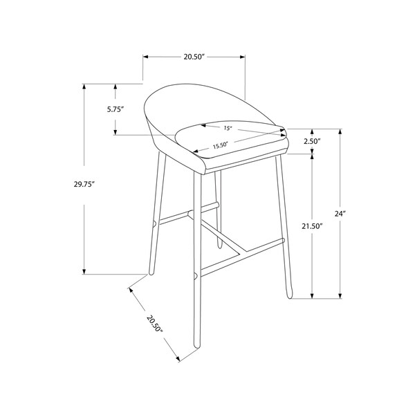 Monarch Specialties Bar Stool, Set Of 2, Counter Height, Kitchen, Metal, Fabric, Grey, Chrome, Contemporary, Modern - I 2298