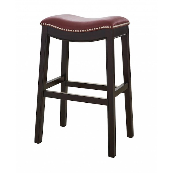 Gfancy Fixtures 30 in. Espresso & Red Saddle Style Counter Height Bar Stool - GF3090742