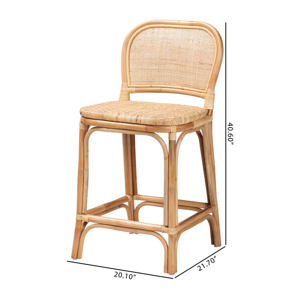 Baxton Studio Adrena Modern Bohemian Natural Brown Rattan Counter Stool - 225-13070-ZORO