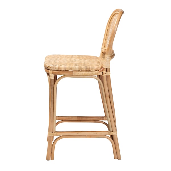 Baxton Studio Adrena Modern Bohemian Natural Brown Rattan Counter Stool - 225-13070-ZORO