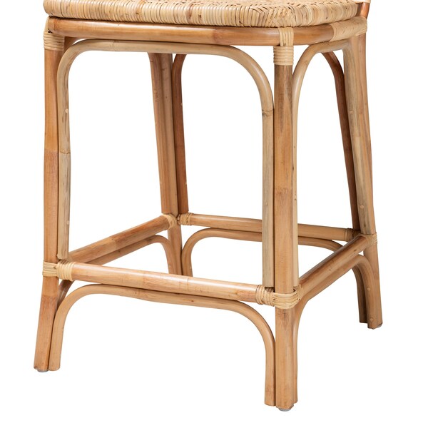 Baxton Studio Adrena Modern Bohemian Natural Brown Rattan Counter Stool - 225-13070-ZORO