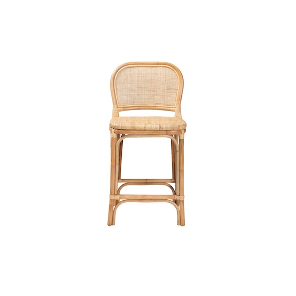Baxton Studio Adrena Modern Bohemian Natural Brown Rattan Counter Stool - 225-13070-ZORO