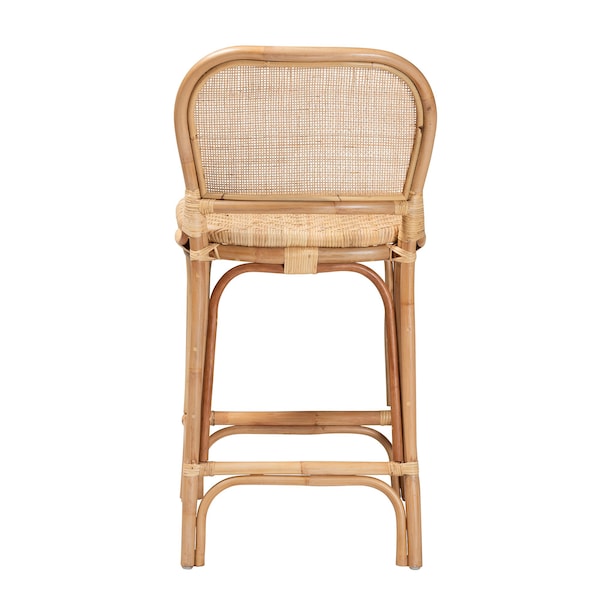 Baxton Studio Adrena Modern Bohemian Natural Brown Rattan Counter Stool - 225-13070-ZORO
