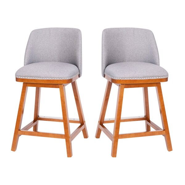 Flash Furniture 24" Gray Faux Linen Wooden Counter Stools, PK 2 - CH-192162X000-24-GY-GG