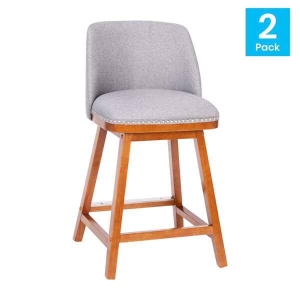 Flash Furniture 24" Gray Faux Linen Wooden Counter Stools, PK 2 - CH-192162X000-24-GY-GG