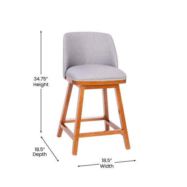 Flash Furniture 24" Gray Faux Linen Wooden Counter Stools, PK 2 - CH-192162X000-24-GY-GG