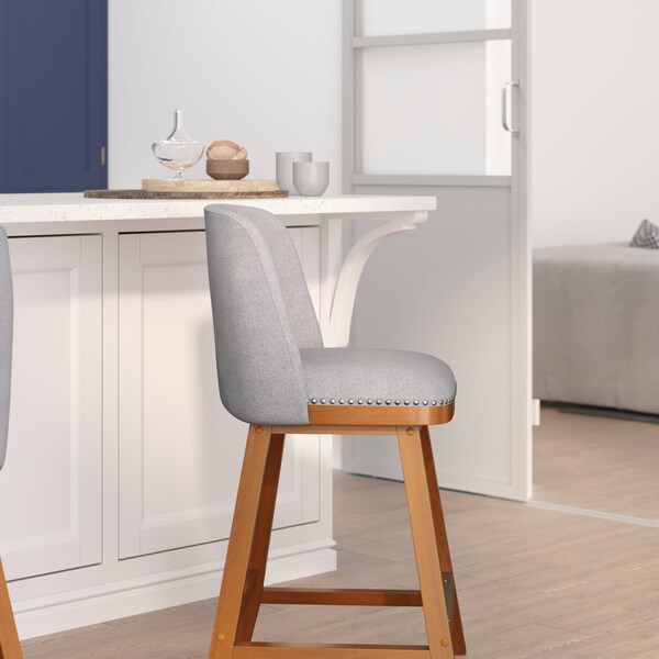 Flash Furniture 24" Gray Faux Linen Wooden Counter Stools, PK 2 - CH-192162X000-24-GY-GG
