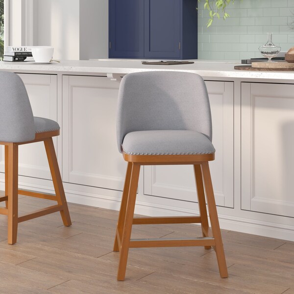 Flash Furniture 24" Gray Faux Linen Wooden Counter Stools, PK 2 - CH-192162X000-24-GY-GG