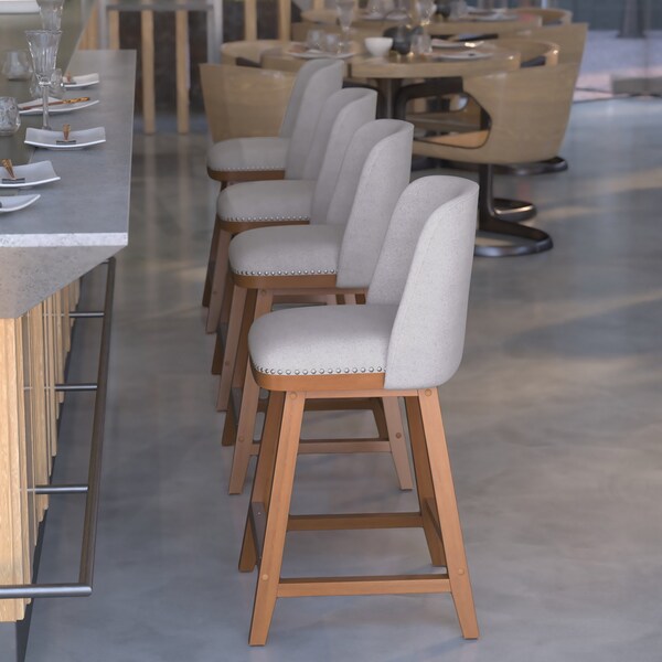 Flash Furniture 24" Gray Faux Linen Wooden Counter Stools, PK 2 - CH-192162X000-24-GY-GG
