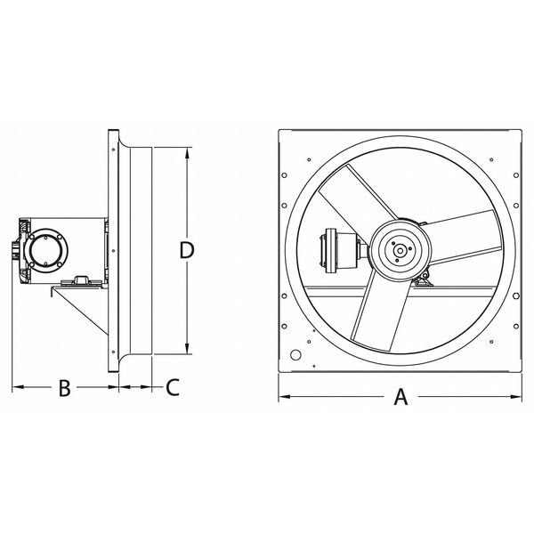 Dayton Exhaust Fan, 12 In, 3 Phase, Haz Location - 10D996