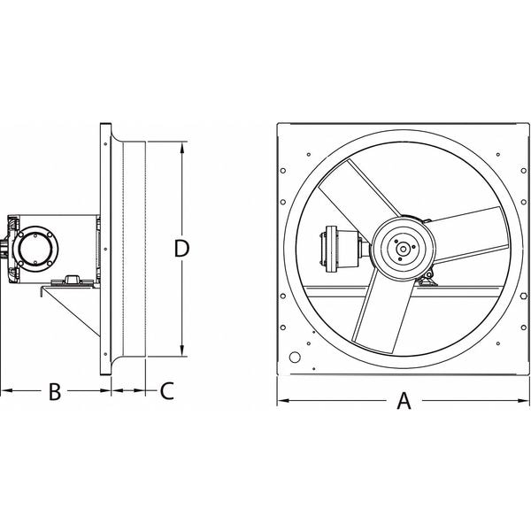 Dayton Exhaust Fan, 12 In, 3 Phase, Haz Location - 10D996