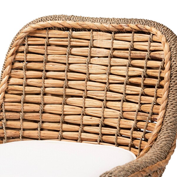 Baxton Studio Kyle Modern Bohemian Natural Brown Woven Rattan Counter Stool with Cushion - 212-12805-ZORO