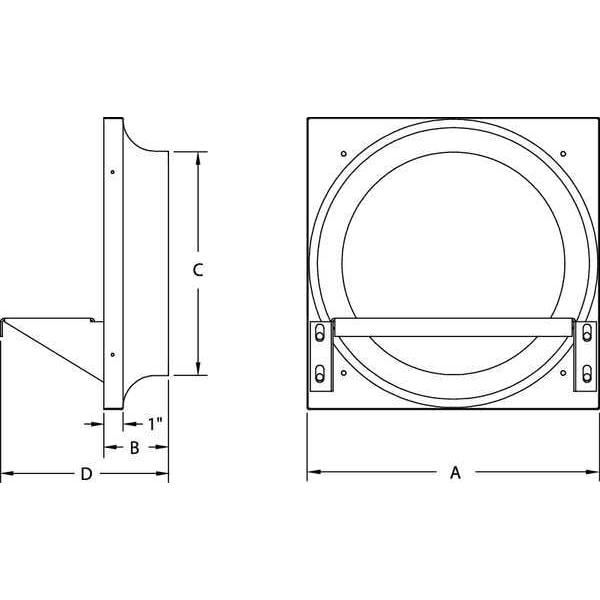 Dayton Exhaust Fan Venturi Frame, 22x22, Galv - 10E035