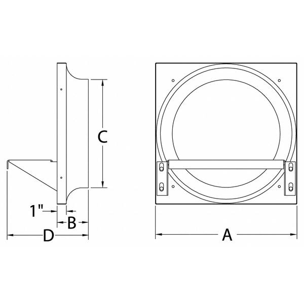 Dayton Exhaust Fan Venturi Frame, 22x22, Galv - 10E035