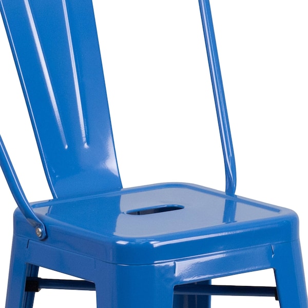 Flash Furniture 4Pack 24"H Blue Metal Counter Height Stool w/ Back - 4-CH-31320-24GB-BL-GG