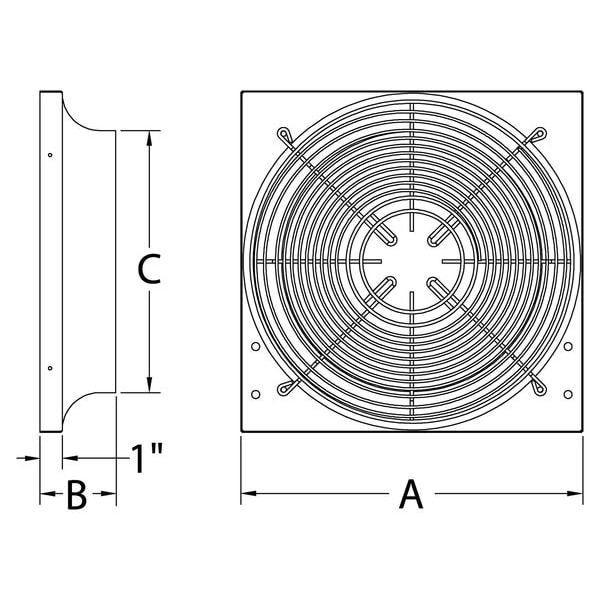 Dayton Exhaust Fan Venturi Frame, 18x18, Galv - 10F479