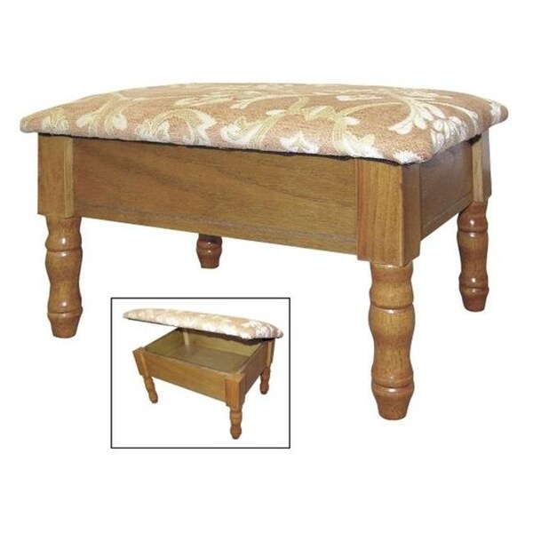 Ore International Ore International H-51 Oak Foot Stool with Storage - H-51